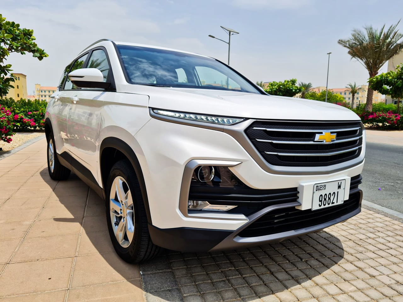 Chevolet Captiva white color for rent in Dubai