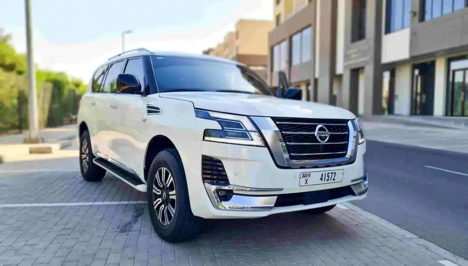 Nissan Patrol white color for rent in Dubai