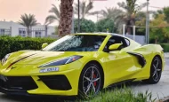 Chevrolet Corvette 2023 yellow color for rent in Dubai