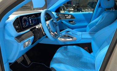 Mercedes GLE Brabus from the inside blue color in a car show