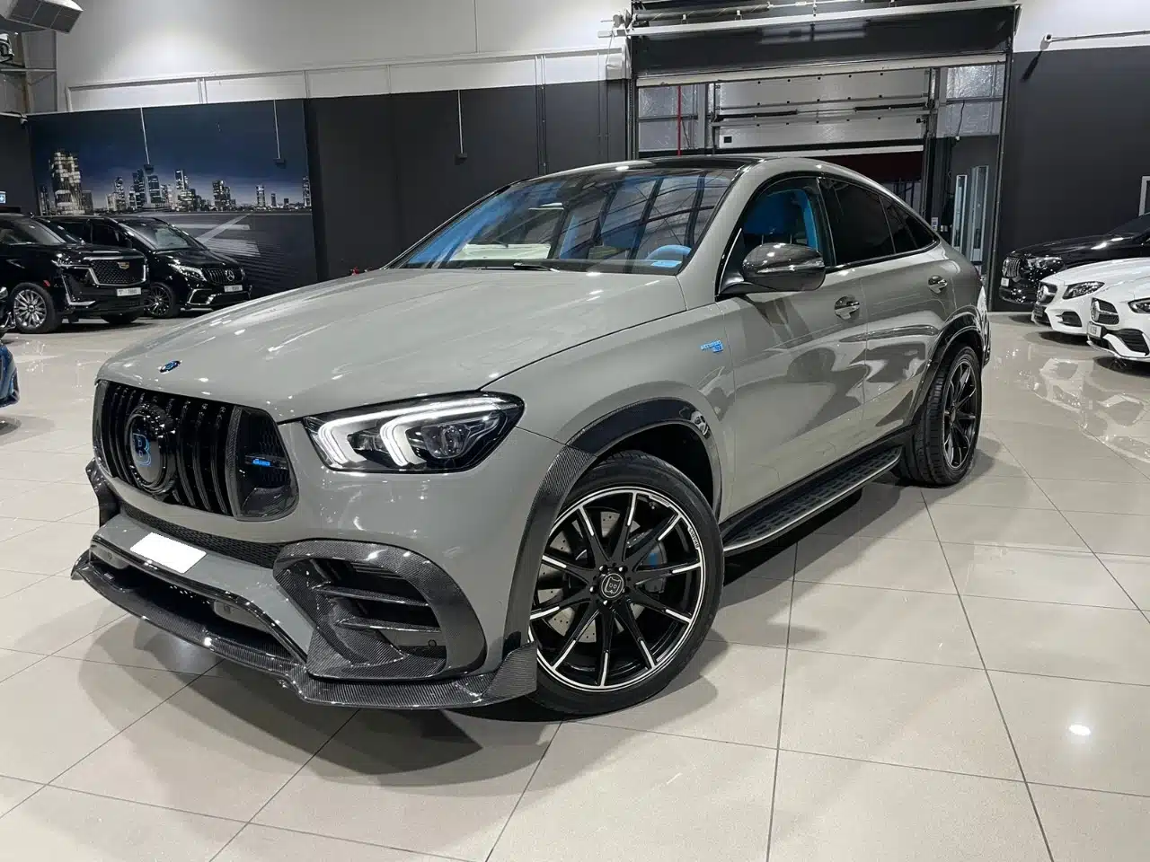 Mercedes GLE Brabus silver color in car show