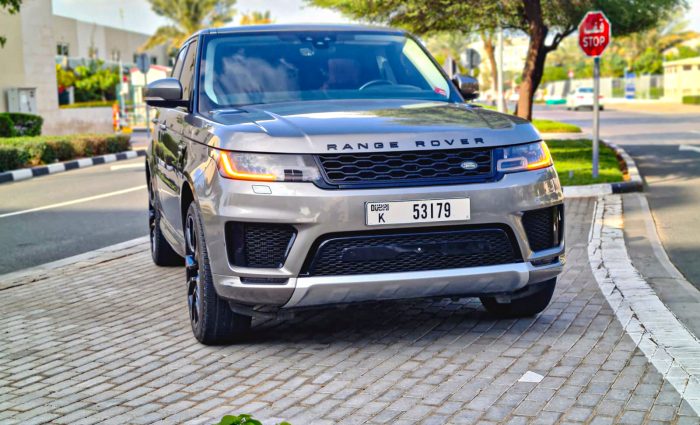 Range Rover Sport silver color for rent in Dubai