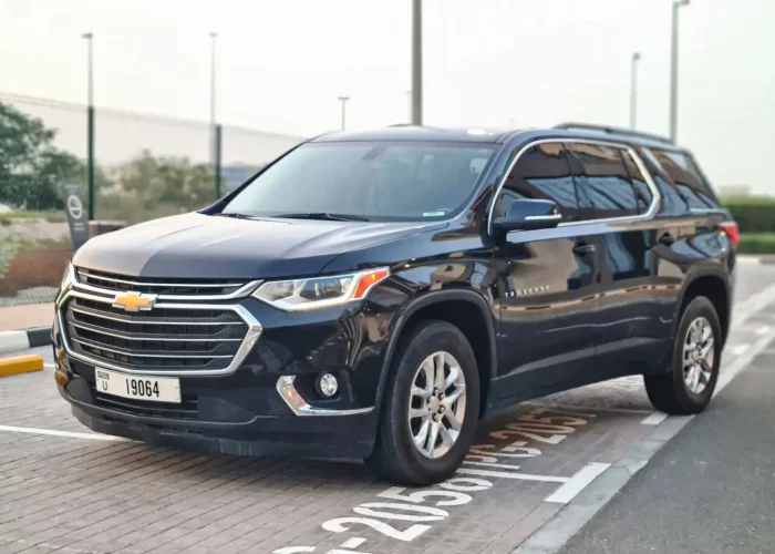 Chevrolet Traverse black color for rent in Dubai