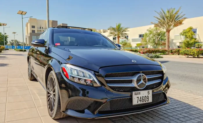 Mercedes-Benz C300 black color for rent in Dubai