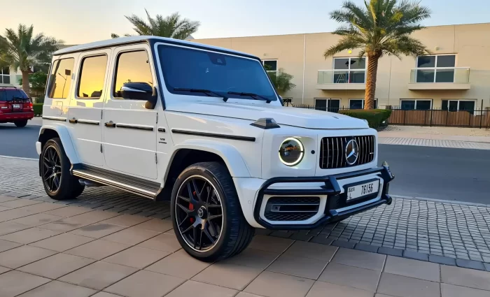 Mercedes AMG G63 white color for rent in Dubai
