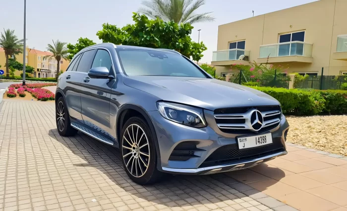 Mercedes GLC 300 silver color for rent in Dubia