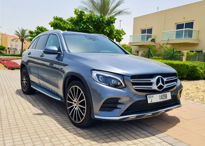 Mercedes GLC 300 silver color for rent in Dubia