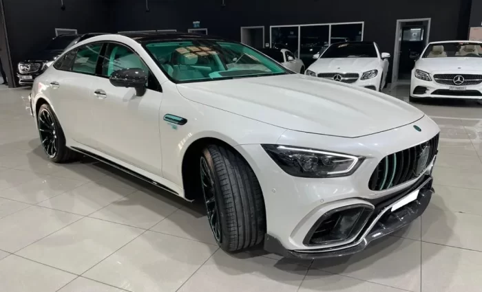 Mercedes GT Brabus white color in a car show